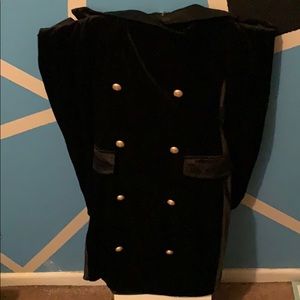 Over the shoulder black velvet dress